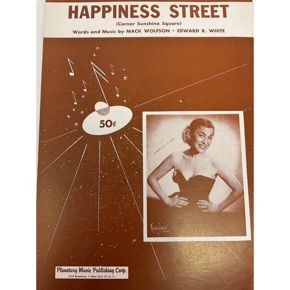 Happiness Street Corner Sunshine Square Sheet Music Georgia Gibbs Wolfson White - Picture 2 of 5